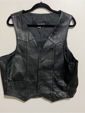 Steer Brand Leather Vest Mens XL Black Biker Motorcycle Made In USA Pockets